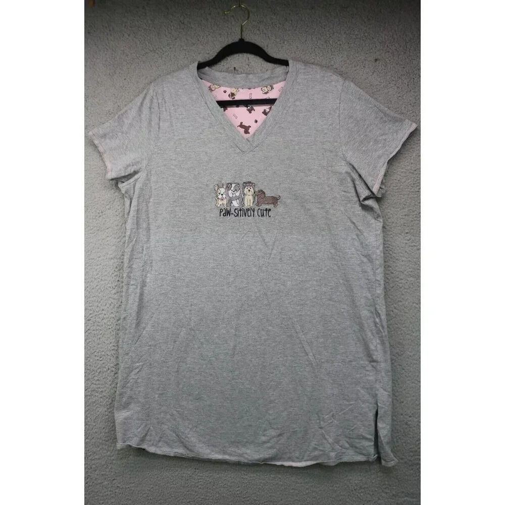 Rene' Rofe' Pajama Shirt-"Paw-sitively Cute"-Size XL-Embroidered